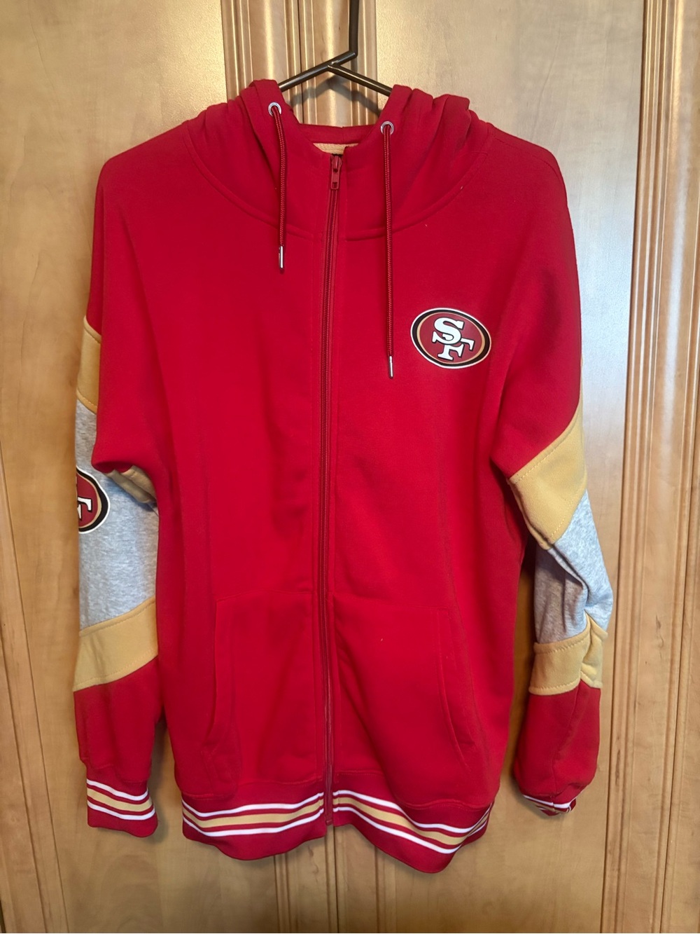 NFL San Francisco 49ers Red and Gold Zip-Up Hoodie Jacket